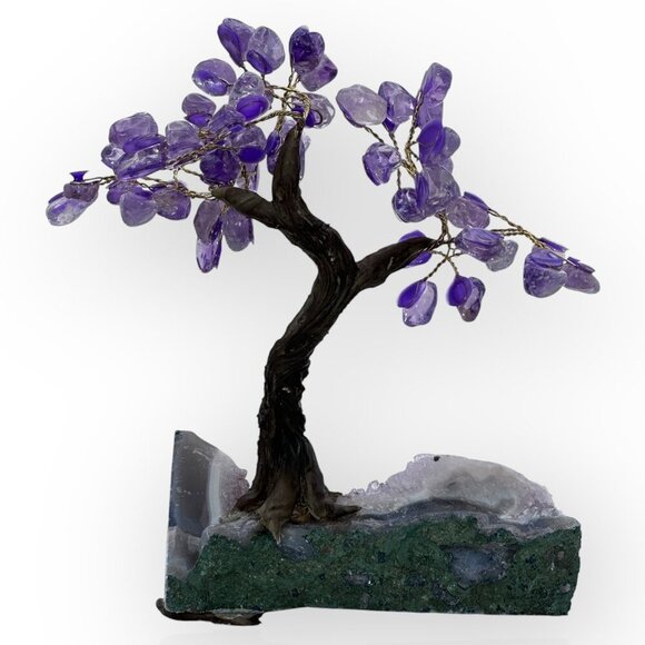 Amethyst Gemstone Bonsai Tree Large Rough Base 7" Height  Decorative Crystal - Picture 14 of 15